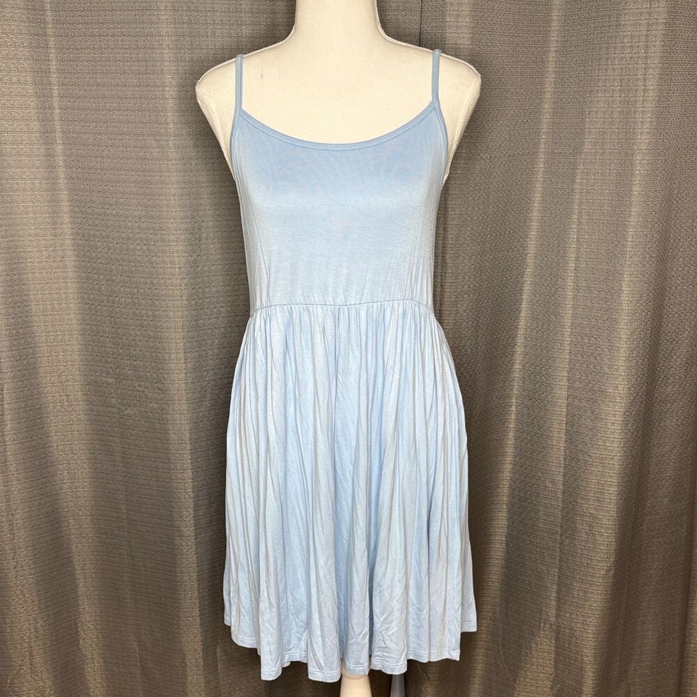 Arizona Jean CO Rayon Dress Medium Baby Doll Spaghetti Strap Light Blue
